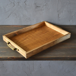 0310mito 日本産ひのきのシンプルカフェトレイ　Ｌサイズ（アンティークゴールドの取手）