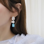 【イヤリング/candy jewelブルー&ブルー】大振り ビジュー ジルコニア 梅雨　紫陽花　