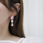 candy jewelピアス(PINK×PINK)大振り ビジュー ジルコニア 金属アレルギー対応　夏祭り　浴衣　花火　フェス