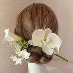 ⸜ 𝓝𝓮𝔀 ⸝胡蝶蘭/カラー　髪飾り  結婚式　ウェディング　アーティフィシャルフラワー　高級造花　成人式　振袖ヘア　和装ヘア　白無垢　オンシジューム