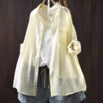純色のシャツ 薄手のゆったり 夏服 カジュアル 長袖 コート