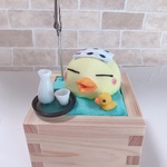 ちりめん細工　メモスタンド　温泉ひよこ　【ちょいつり目ver.】お疲れ様です！　父の日