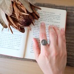 france vintage ハンティング ボタン の リング 【馬】