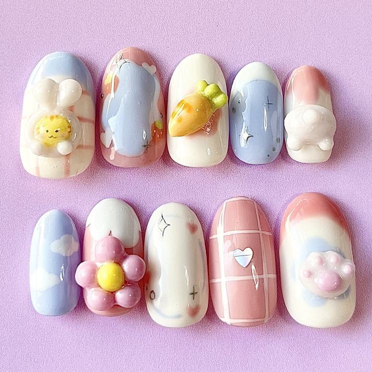 【オーダーネイルチップ うさぎ②】ウサギネイル ★1200円★ ちいかわ うさぎ( ᐢ. ̫ .ᐢ