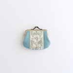 インド刺繍リボンのミニがま口　青緑