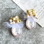 2pcs★veil deco charm・clear & white（ベールデコチャーム）