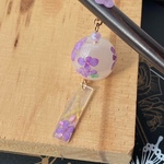 リアルミニ風鈴のかんざし　紫陽花　陶器風紫色