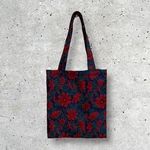 ジャガード織　トートバッグ　縦型　花刺繍　花柄　フラワー　コスモス　バッグチャーム　a4バッグ