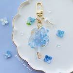 うさちゃんロリポップシェイカー【オイルなし】ブルー紫陽花　　　　　　　　シャカシャカ　キーホルダー　レジン　アニマル　プレゼント　スイーツ　キャンディー　あじさい　紫陽花　アジサイ　カシャカシャ