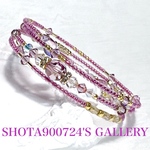 ［再販2］貴和クリスタル　ダークローズ　 3連　ワイヤー　ブレスレット 　#minne_new #スワロフスキー
