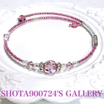 貴和クリスタル　ダークローズ　 シングル　ワイヤー　ブレスレット 　#minne_new #スワロフスキー