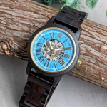 【木製腕時計】EINBAND Frieden ターコイズ×エボニーウッド(黒檀) 自動巻き木製腕時計 40mm