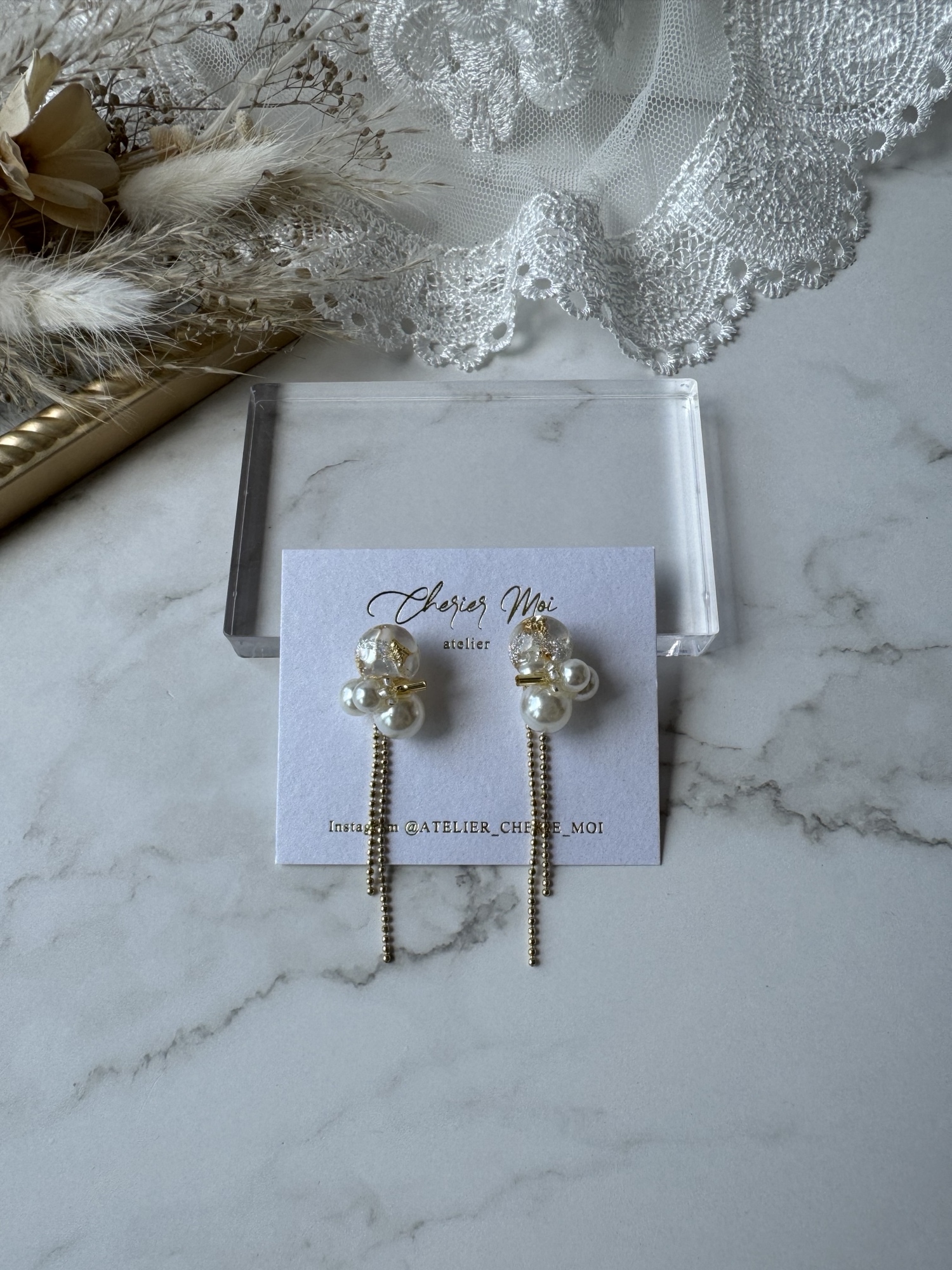 ピアス・イヤリング》レジンとパールシンプルアクセサリー - cherie 