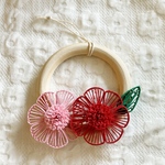 ペーパークイリング　ピンクのお花のリース