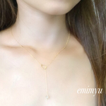 Cube Crystal&Oval Necklace