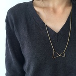 triangle ribbon ロングネックレス