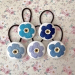 ［受注］アネモネ ブルー ver.❁ Flower ビーズ刺繍ヘアゴム