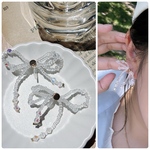クリスタルビーズのリボンピアス🎀💎クリア