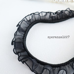 大きなパールとフリルのスマホショルダーストラップ＊ブラック