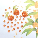オリジナル★7mm金木犀　お花のガラスビーズ  キンモクセイ　オレンジ×イエローグラデーション