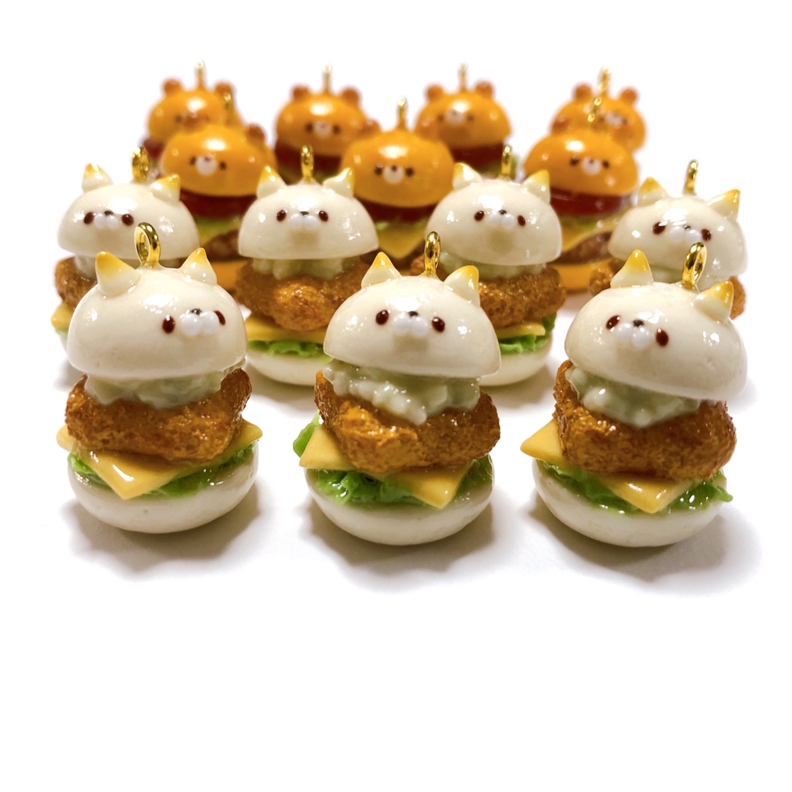 ♡チキン南蛮バーガーCookie♡こぐま　フェイクフード　樹脂粘土　チャーム 4856fe7bcb1df238b9a593360f0571