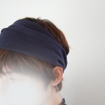 再入荷♪定番ネービー*柔らかダブルガーゼのゆるターバン***首元涼しく**