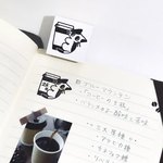 コーヒカップにつかまる三毛猫 はんこ【まんまる猫】