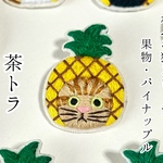 かぶる猫ブローチ[果物・パイナップルver.](茶トラ)