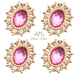 4個★オーバル ストーンパーツ（濃いピンク）A-3