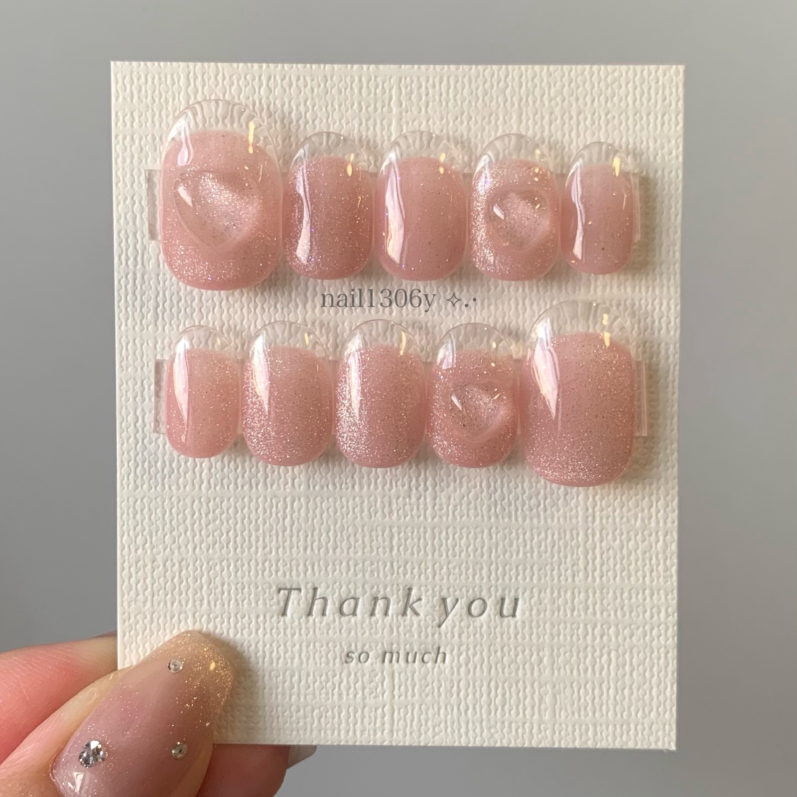 07))マグネットネイル フレンチガーリー ネイルチップ ピンク