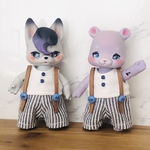 サスペンダー付きロンパース(青白しましま(cocoriang poi mocoサイズ))