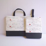 シャークのレッスンバッグ  シューズバッグ  内布キルティング