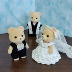 (ブラック)クマの男の子＆女の子サイズ　ウェディング衣装セット　シルバニア　ウェルカムドール