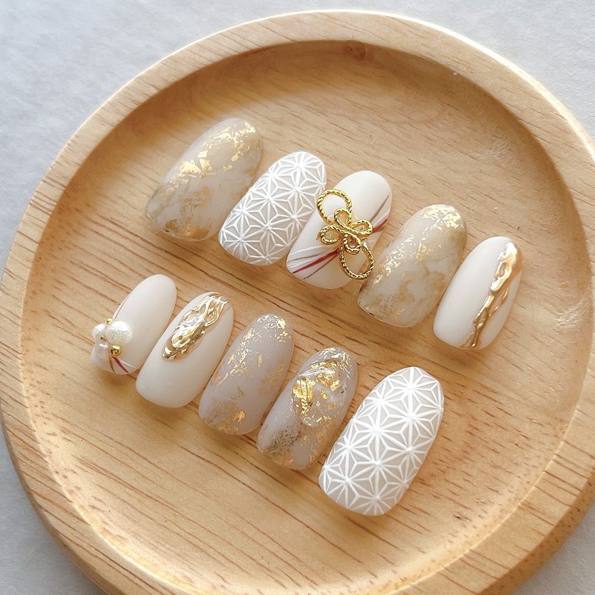 白無垢の美を纏う水引ネイルチップ】和装ブライダル/マット/着物/和柄