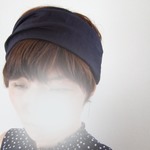 ネイビー　リネンのはりっとゆるターバン*使いやすい定番カラー**