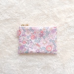 ★One side all skeleton pouch　 リバティ　ベッツィ　ピンクモーヴ　13×9cm　◆パスケース　小物入れに