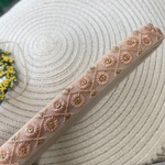 [150cmカット] 1017J、サーモンピンク、チュール・インド刺繍リボン