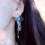 透明感のブルー・紫陽花　イヤリング・ピアス（金属アレルギー対応）