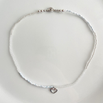 ビーズネックレス "marble blue×silver"