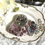 💐特別価格💐【フォロワー様100人記念リボン】ヘアアクセサリー インド刺繍　個性的　ポニーフック　スズラン③【まる福】