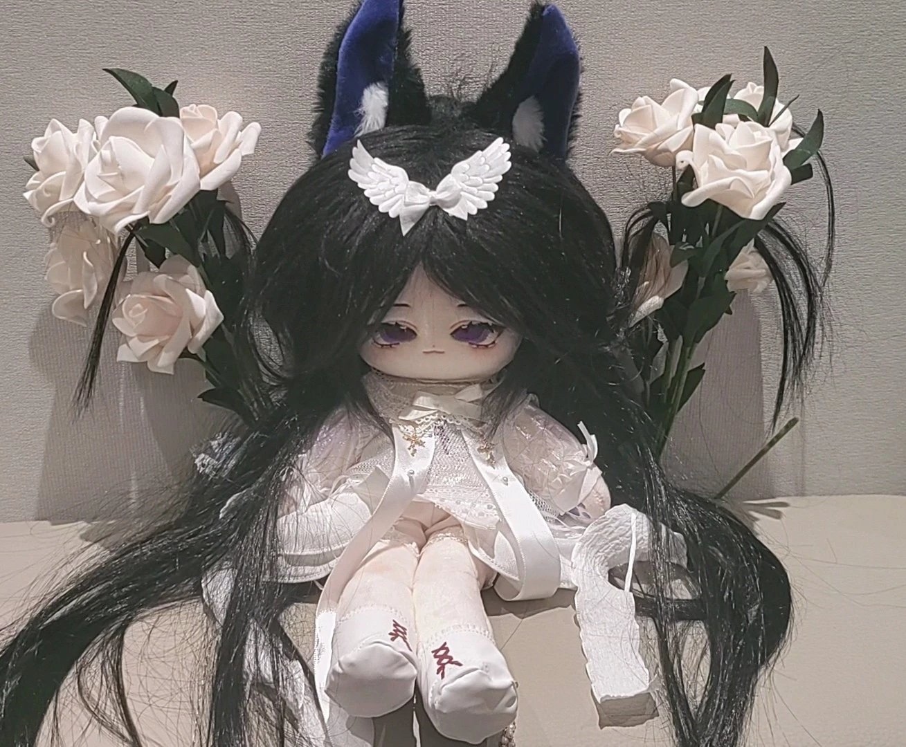 30cm着せ替えぬいぐるみ 30cmぬいぐるみ ブラックヘア 耳付き しっぽ