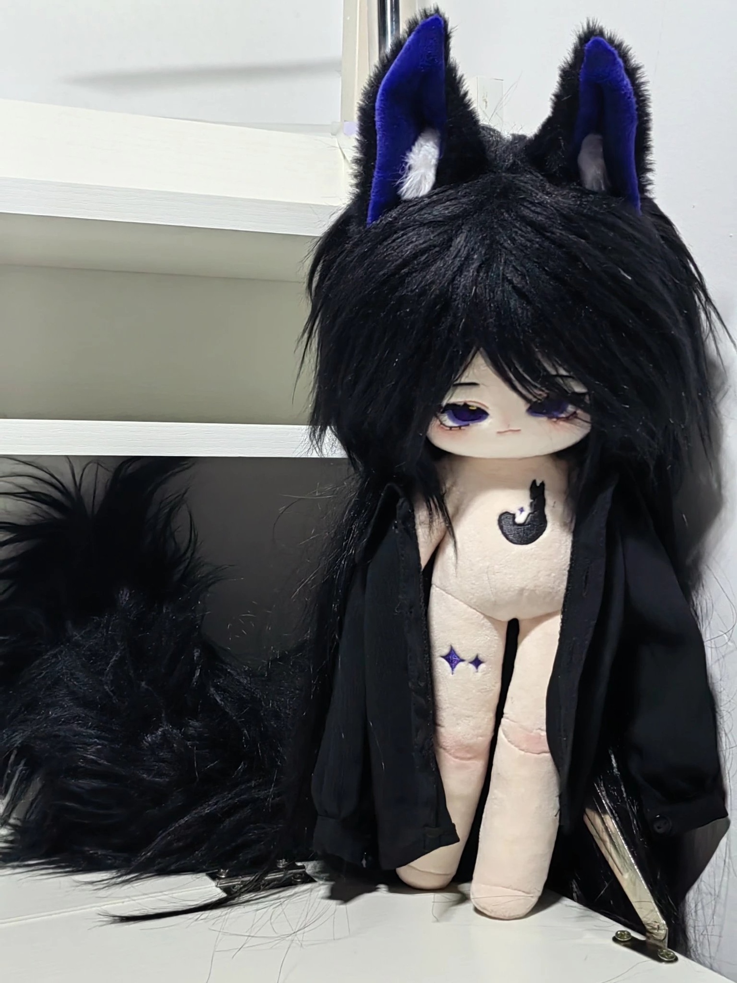 30cm着せ替えぬいぐるみ 30cmぬいぐるみ ブラックヘア 耳付き しっぽ