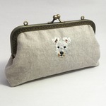shunappy1031様オーダー品☆シュナウザーの手刺繍で通帳も入るがま口ポーチ
