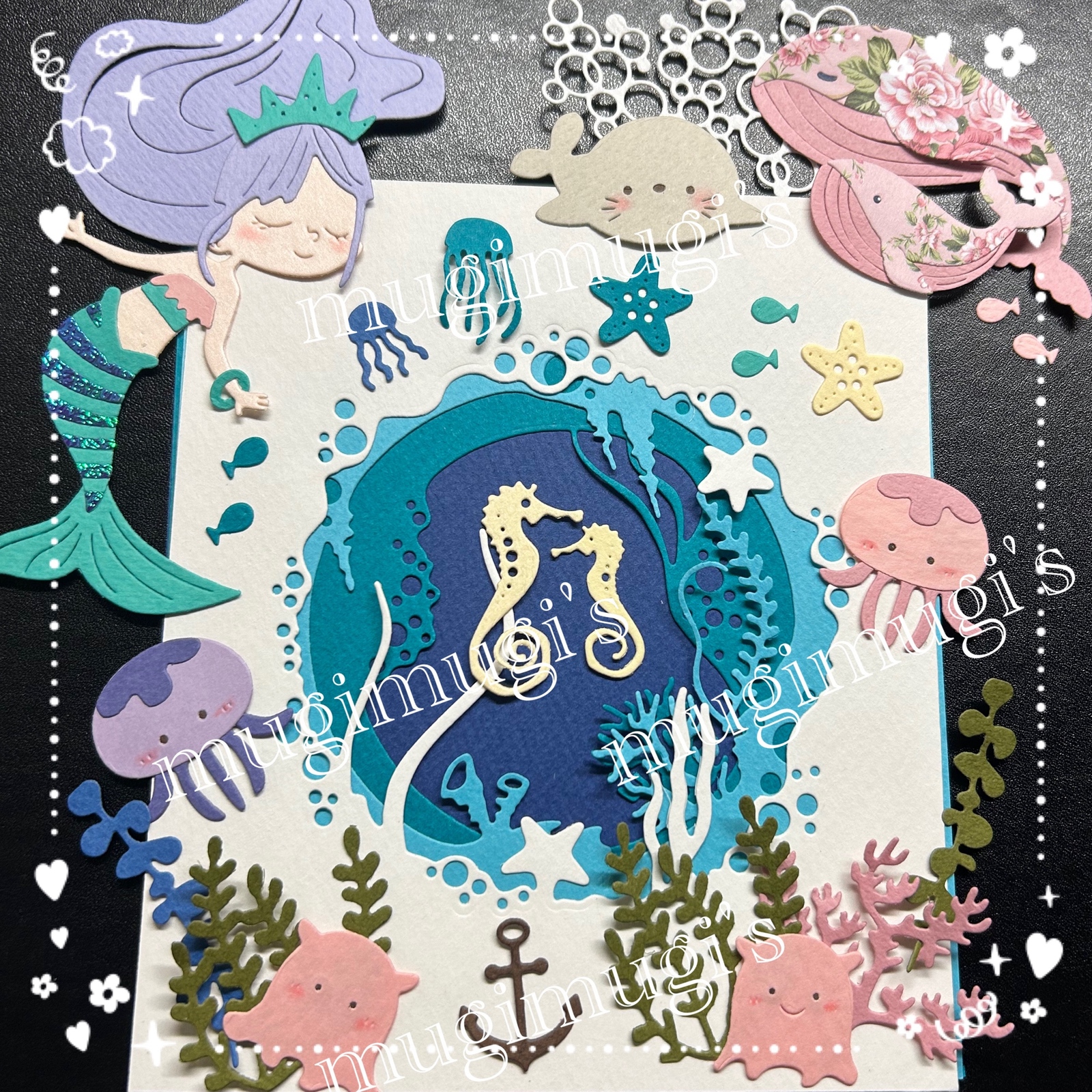 海の生き物 ペーパークラフト アルバム素材 色紙素材 ダイカット