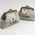 shunappy1031様オーダー品☆シュナウザーの手刺繍の小さながま口ポーチ