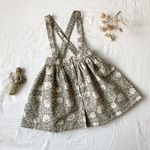 ハンドメイド　くるみボタンの吊りスカート　ウィリアムモリス　ピンパーネル　
