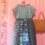 【ミナペルホネン】総刺繍レースパッチワーク 半袖ワンピース black