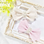 ♥ホログラム シフォンリボン♥ꕤ全2色♥【ベビー キッズ 赤ちゃん ヘアクリップ ヘアピン ヘアゴム ヘアアクセサリー リボン プレゼント キラキラ オーロラ プリンセス プチギフト 出産祝い 】