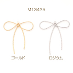 M13425-R 18個 リボンチャーム ワイヤーリボンチャーム りボンモチーフ ネックレストップパーツ バックチャーム 約36×44mm 3 x（6ヶ）