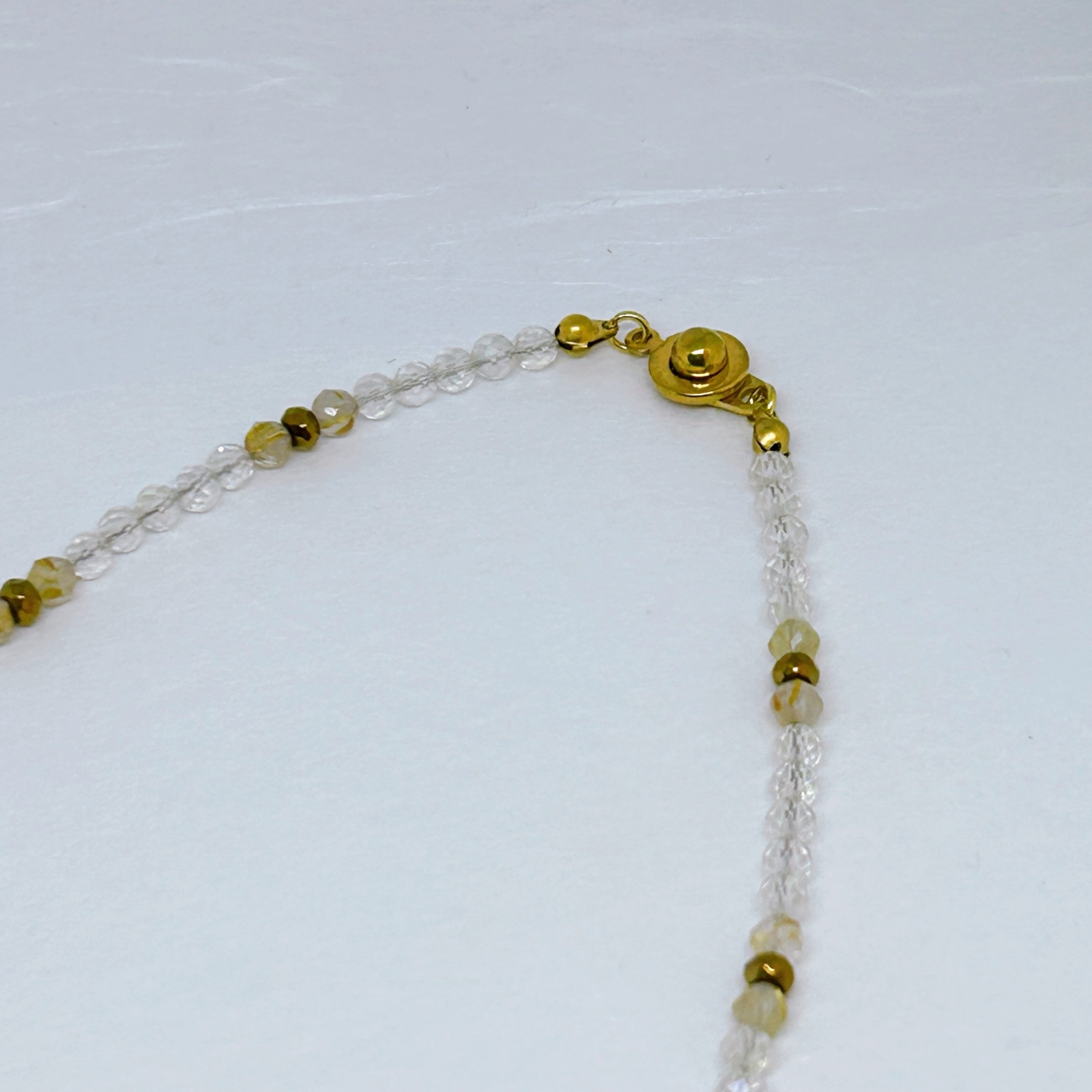 アクアオーラ4mm＆ルチルクォーツ＆磁気ヘマタイトゴールドネックレス 